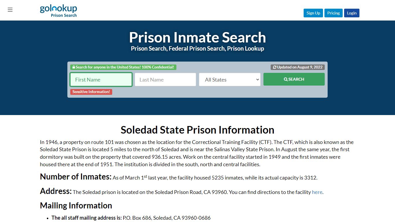 Soledad State Prison, State Prison Soledad - GoLookUp